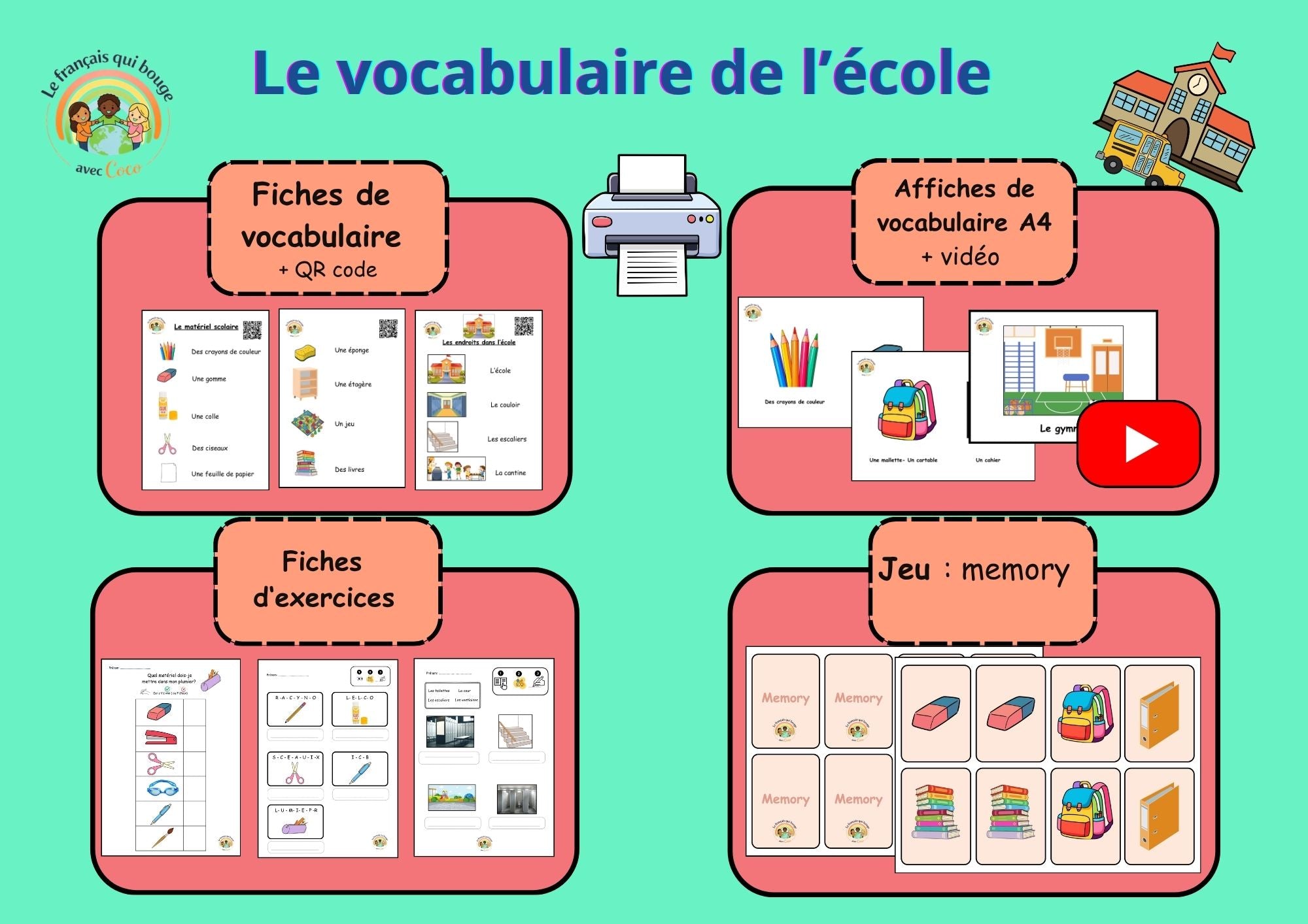 Pack :le vocabulaire de l'école